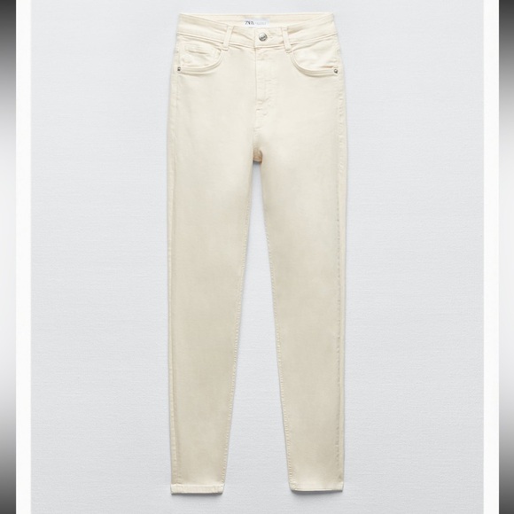 NWOT Zara Sculpted High Rise TRF Skinny Jeans in Ecru color. - Picture 2 of 4